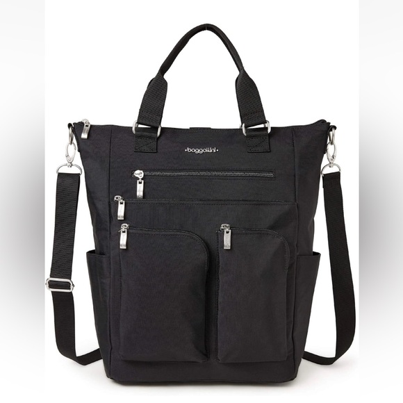 Baggallini Handbags - NWT Baggallini All Set 3-in-1 Tote Backpack RFID Travel Bag Black Crossbody New